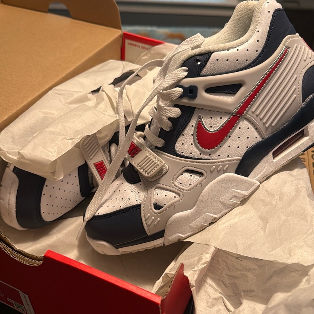 Air Trainer- Bo Jackson Nike White and Blue Sneakers with Red Accents